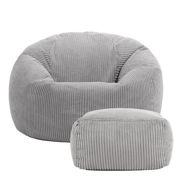 icon Sitzsack Klassischer Sitzsack aus Cord „Kingston“ mit Sitzpouf