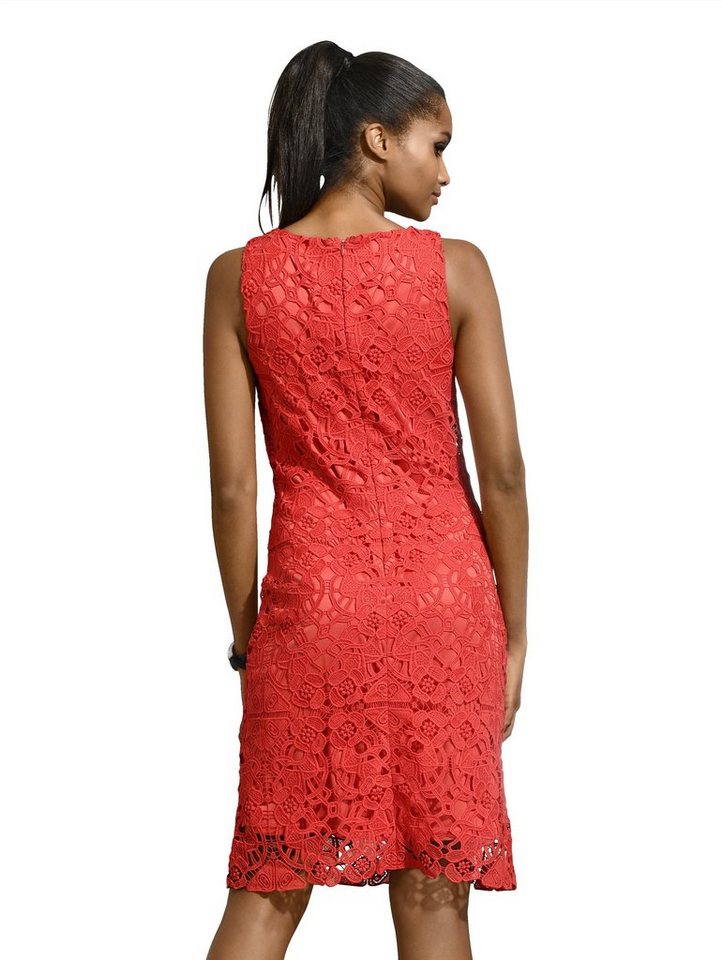 Alba Moda Etui-Kleid mit Spitze allover in rot