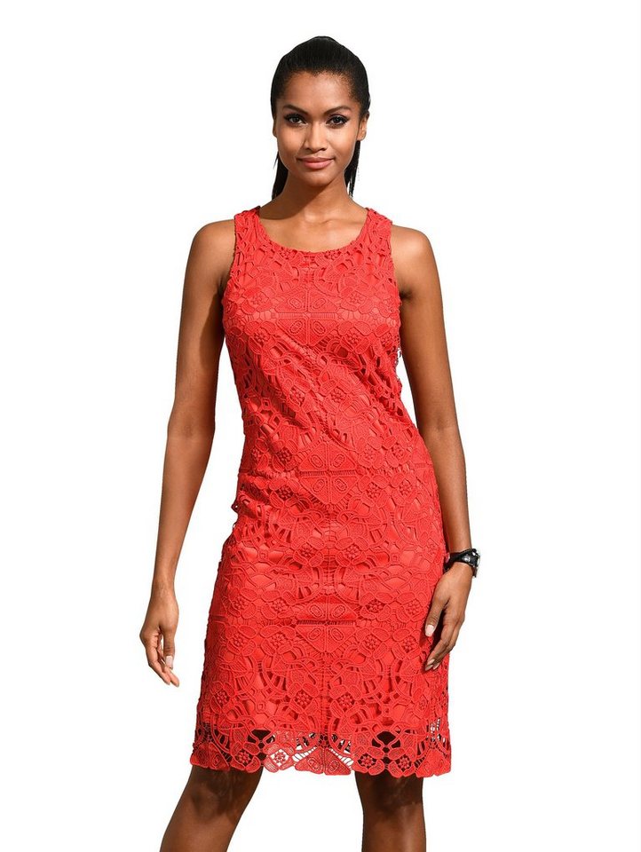 Alba Moda Etui-Kleid mit Spitze allover in rot