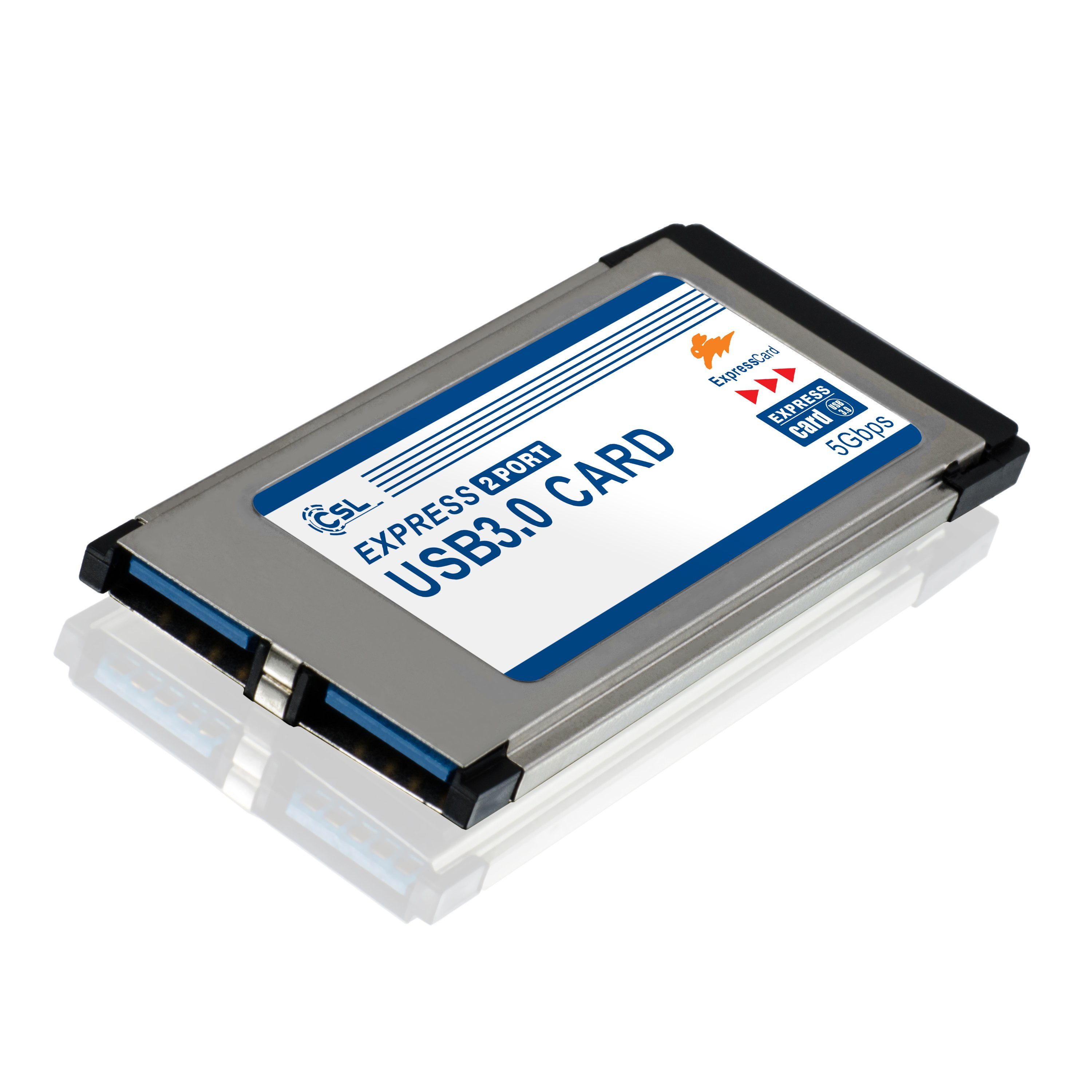 CSL Computer-Adapter, 2 Port USB 3.0 Typ A ExpressCard PCMCIA Schnittstellenkarte 34mm