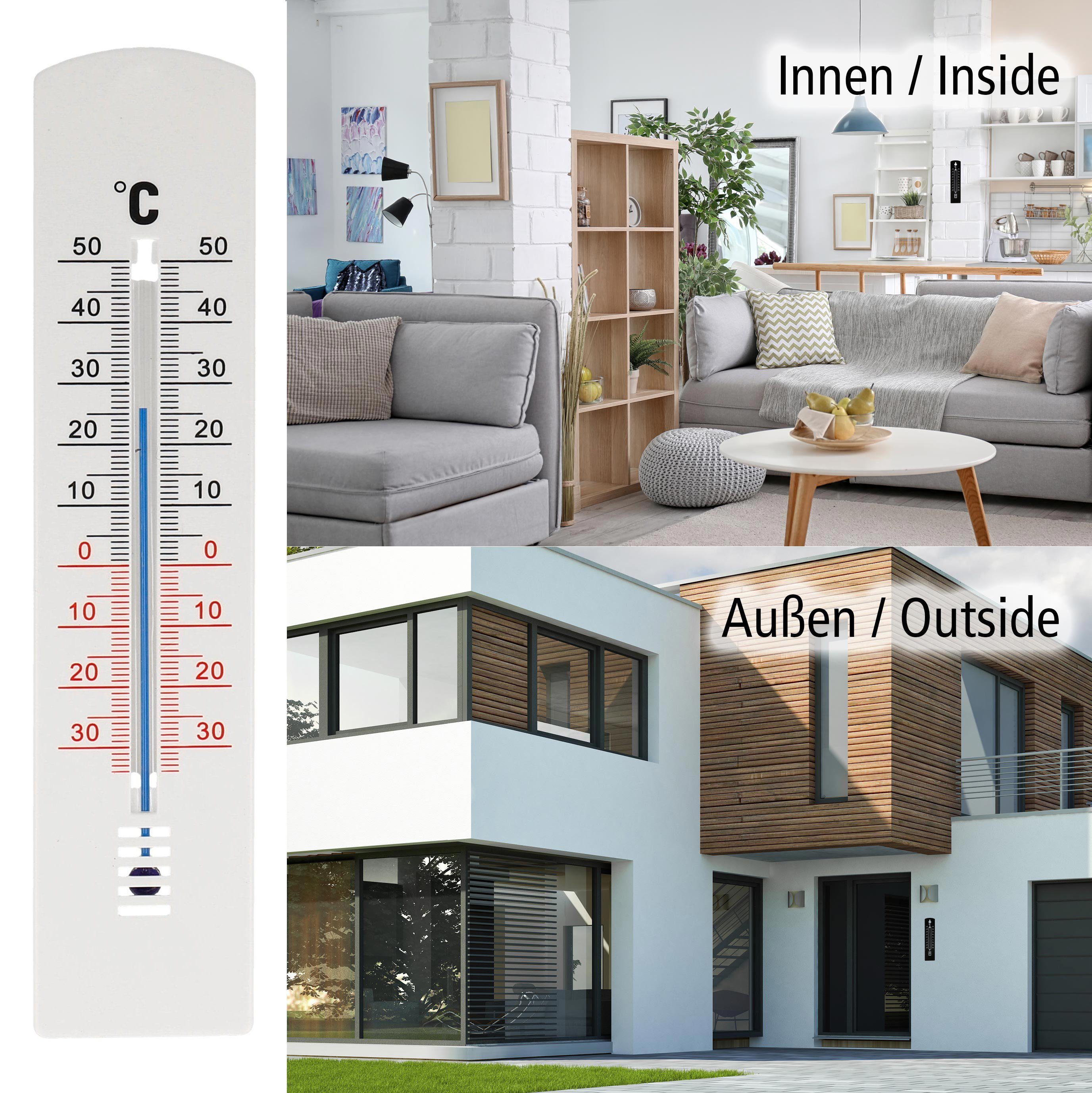 Lantelme Gartenthermometer Set 3 Stück 20 cm Außen Garten Thermometer Analog Temperaturmesser, 3-tlg., Temperaturanzeige von -34°C bis +50°C, Innen- Außenthermometer