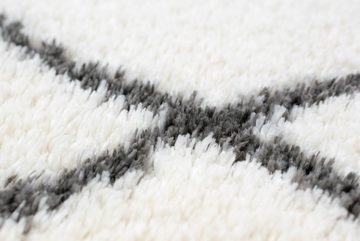 Teppich Teppich Shaggy Rautenmuster in creme schwarz, TeppichHome24, rechteckig
