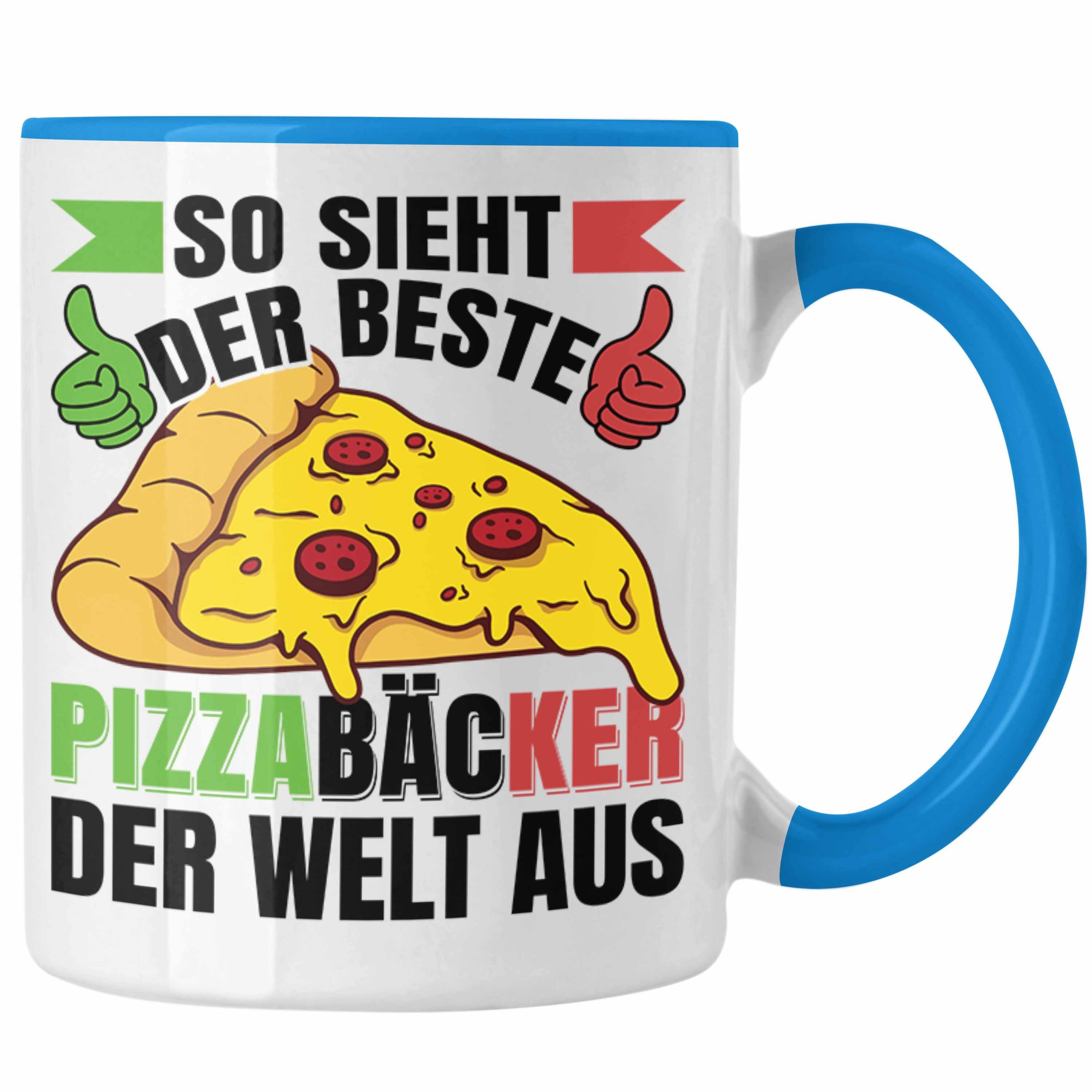 Trendation Tasse Trendation - Pizzabäcker Geschenk Tasse Lustiger Spruch Geschenkidee Pizza-Bäcker Blau