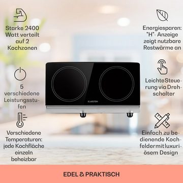 Klarstein Induktions-Kochfeld CP10-CookBuddy-SL CP10-CookBuddy-SL, Kochfeld 2 Zonen Glaskeramik Elektrokochfeld