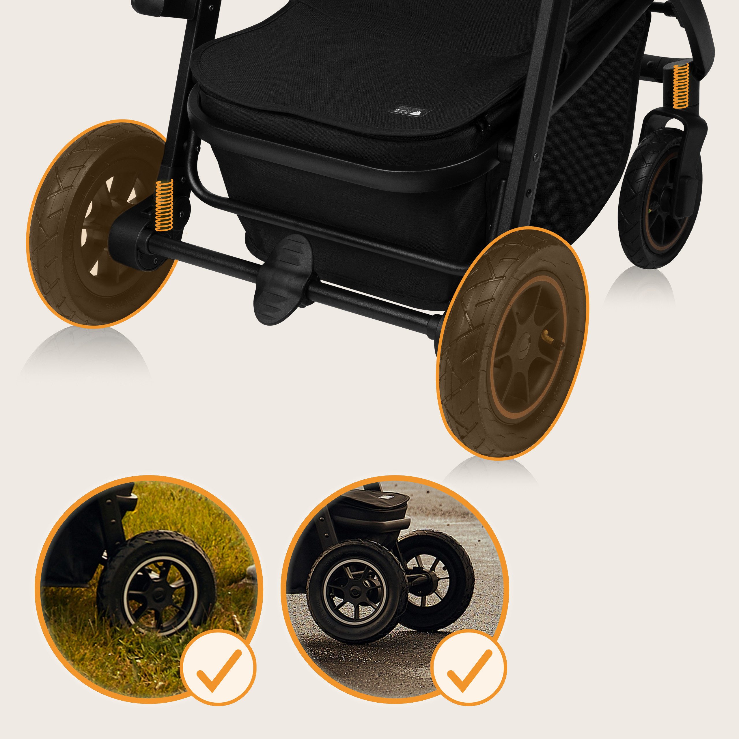 lionelo Kombi-Kinderwagen AMBER PLUS 3IN1, (Set 2in1 oder 3in1), 3-in-1-System / Babywanne & Buggy / Von Geburt bis 4 Jahre