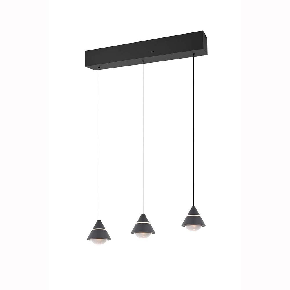 TRIO Leuchten LED-Hängeleuchte, LED-Leuchtmittel fest verbaut, Kaltweiß, Warmweiß, Neutralweiß, Tageslichtweiß, Pendelleuchte Hängeleuchte Deckenleuchte Metall schwarz matt