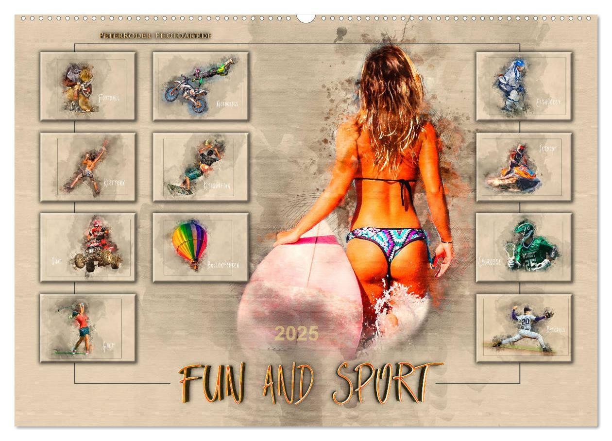 CALVENDO Wandkalender Fun and Sport (Wandkalender 2025 DIN A2 quer), CALVENDO Monatskalender