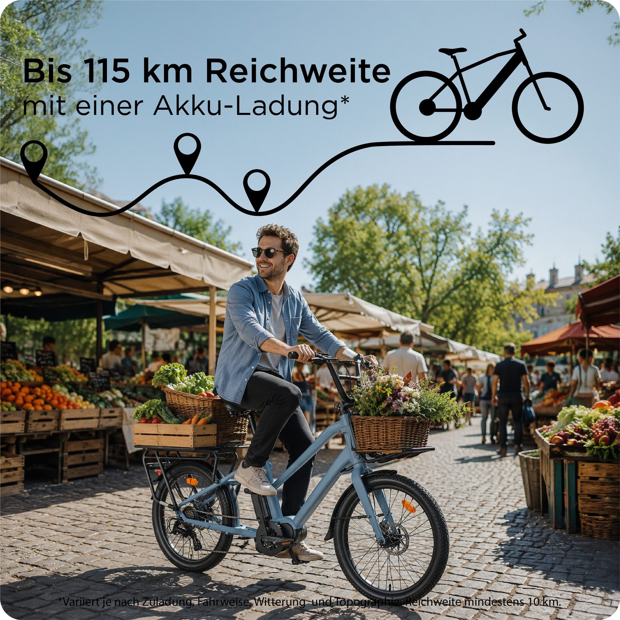 Zündapp E-Bike Lastenrad Longtail M400, 7 Gang Shimano Altus Schaltwerk, Kettenschaltung, Mittelmotor, 468 Wh, E Bike Lastenrad bis 180 kg 24" Elektrofahrrad 160-195 cm Mittelmotor
