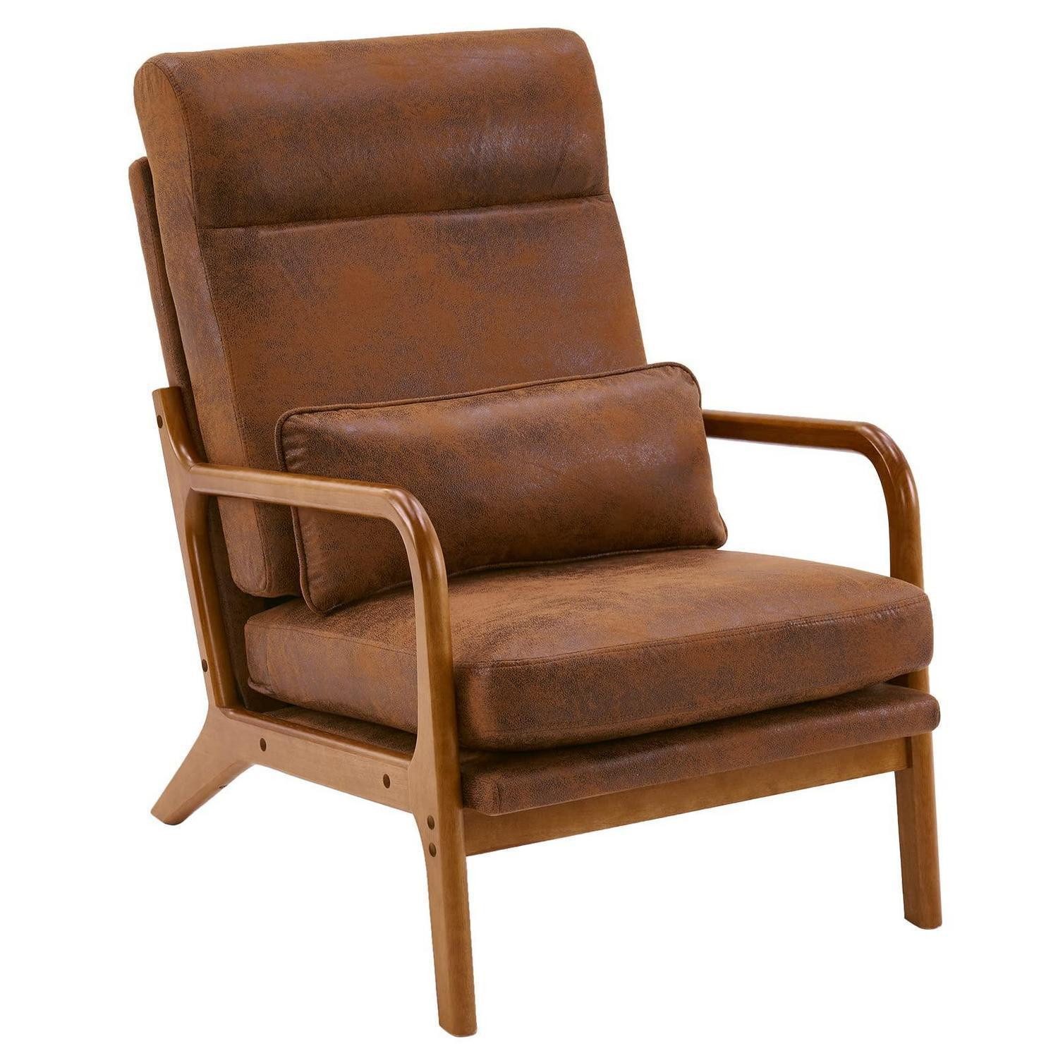 LuxusKollektion Loungesessel Sessel Polstersessel Armlehnensessel Massivholzrahmen Braun