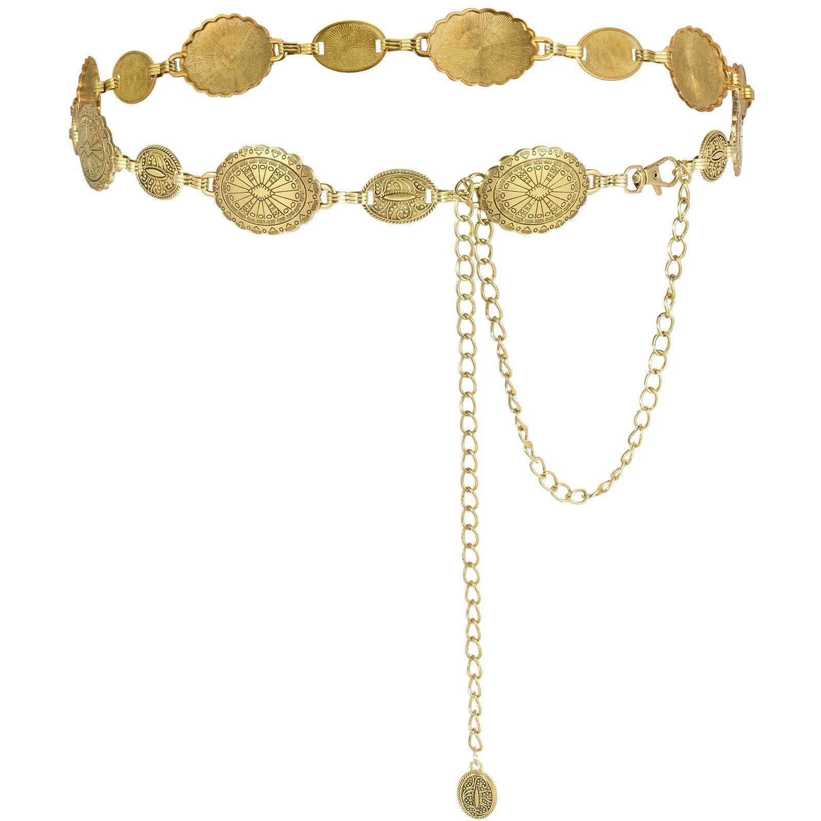 FOUORTUNATE-BEE Kettengürtel Verstellbare Taillenkette für Jeans, Röcke & Kleider Damen Damen Hüftkette als modischer Ketten-Gürtel für Denim