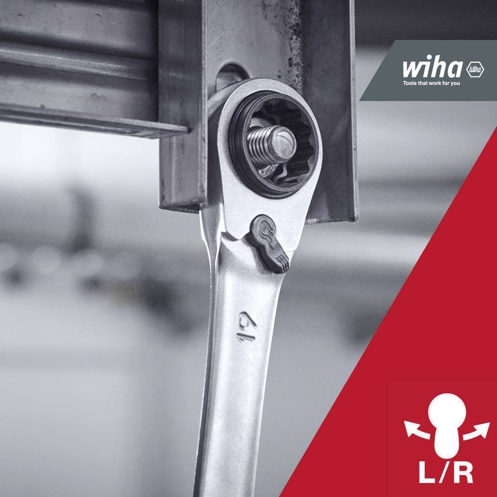 Wiha Ringschlüssel Doppelring-Ratschenschlüssel 4 in 1, umschaltbar, SW 10 13 45421