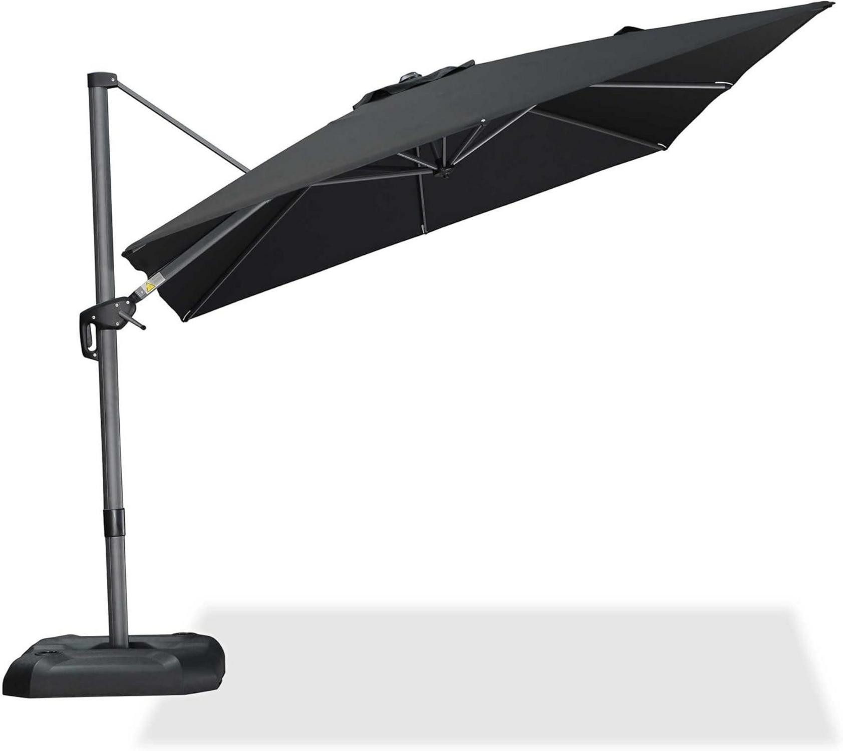 Ampelschirm Sonnenschirm 300x300cm Aluminium Ampelschirm mit Kurbel Kreuzsockel