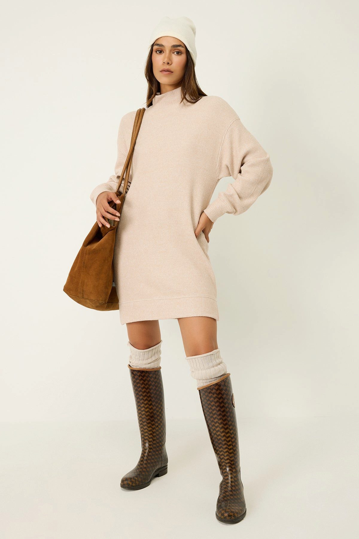 No Matter What Minikleid Weiches, schlichtes Kleid mit halbem Rollkragen