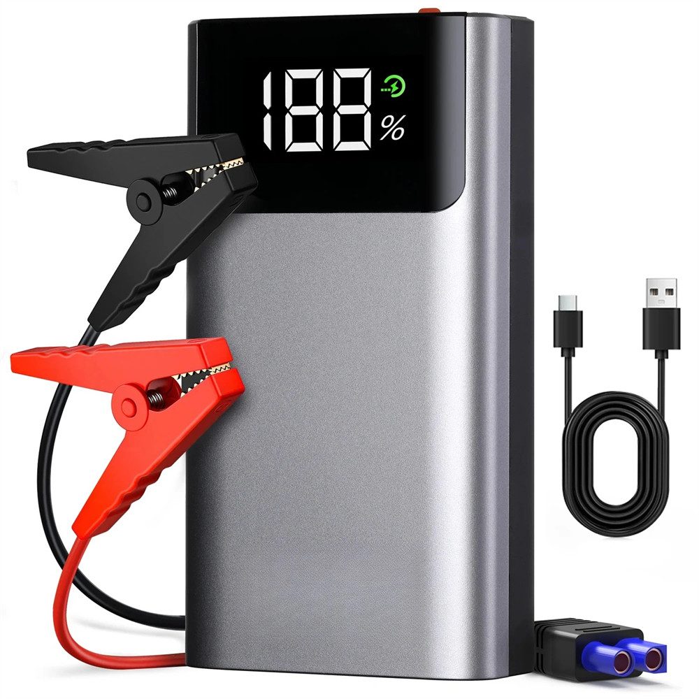 AUDEW 4000A Starthilfe Powerbank 17800mAh Schnellladung Starthilfegerät, Auto Jump Starter mit 3 Leuchtmodi, größem LED Display, hitzebeständig