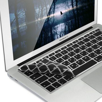 kwmobile Silikon Tastaturschutz für Apple MacBook Air 13" Retina (ab Ende 2018) Fingerhalter, (QWERTY US Keyboard Cover Abdeckung - Schwarz)