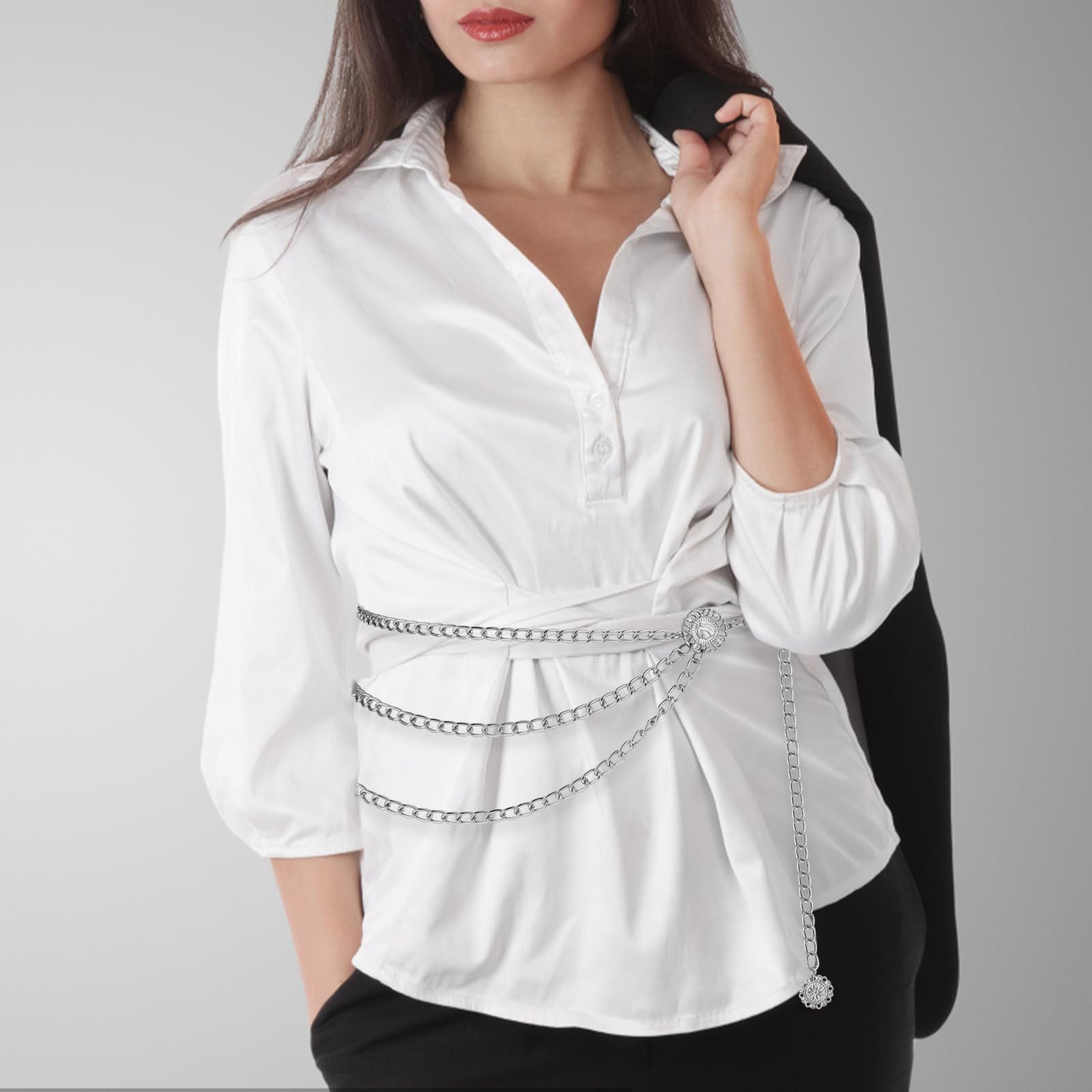 Coonoor Taillengürtel Damen Concho Kettengürtel taillenkette Taille Gürtel Verstellbarer Metall Western Cowgirl Gürtel – Bild 3 von 5