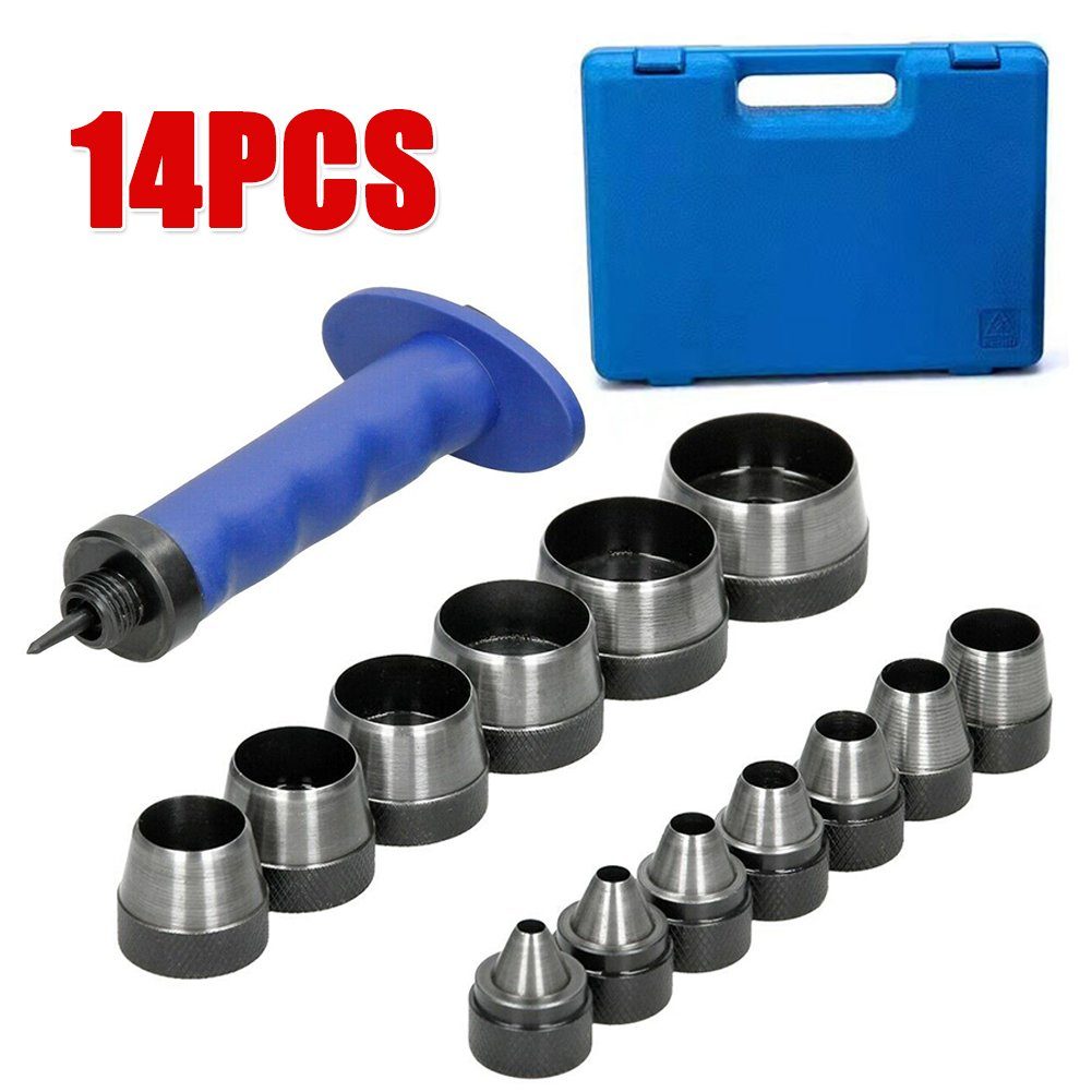 Werkzeugset 14tlg Locheisensatz Locheisen Stanzeisen Locher Lochstanzer Ø5-35mm