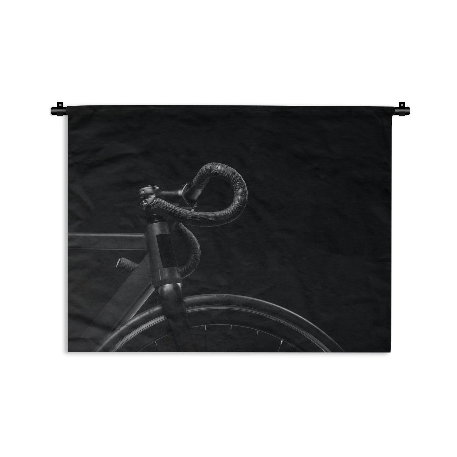 MuchoWow Wanddekoobjekt Fahrrad - Lenker - Schwarz - Weiß, Wanddeko für Wohnzimmer, Schlafzimmer, Kleid, Wandbehang, Kinderzimmer