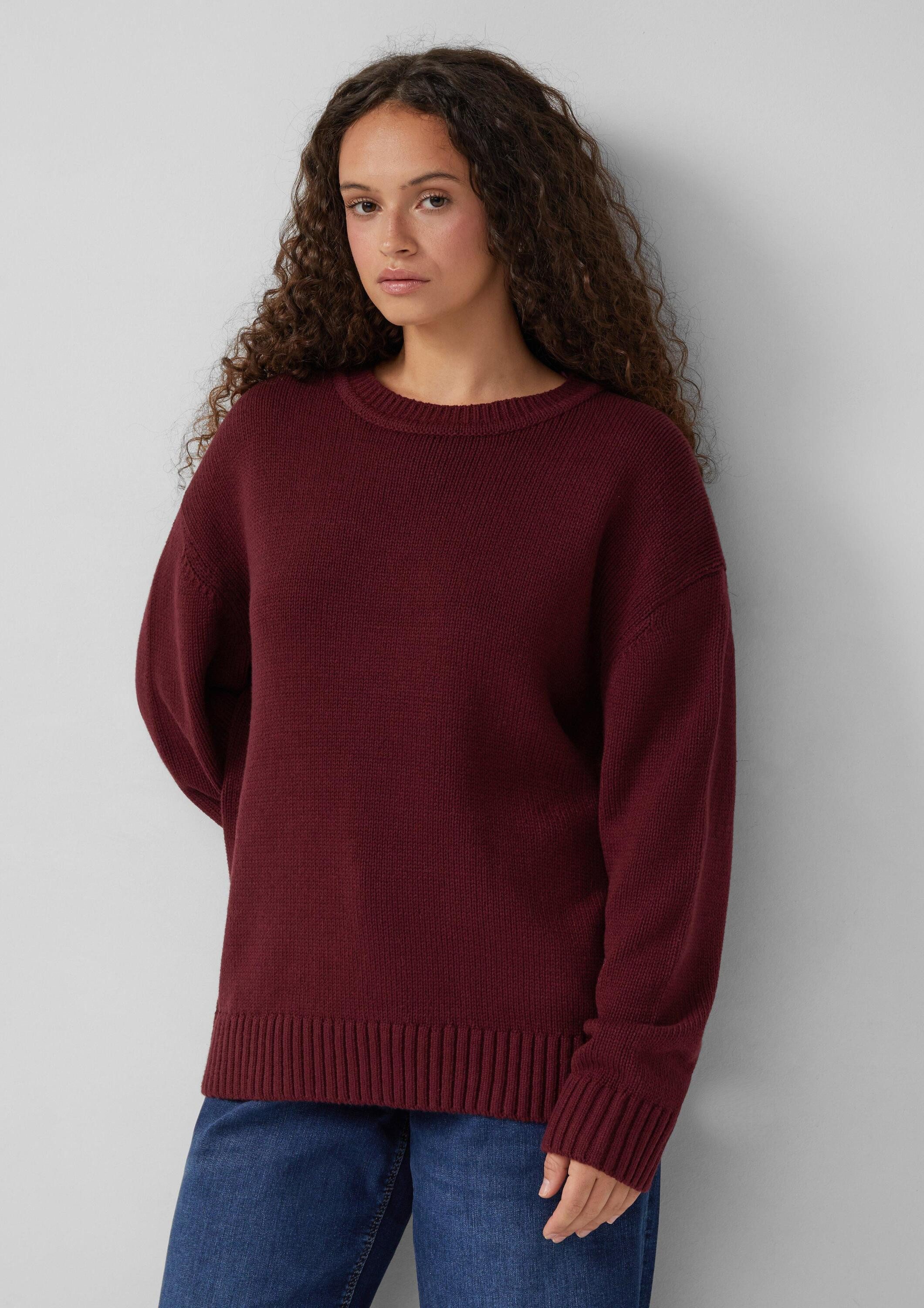 QS Longpullover Strickpullover Strickpullover aus weicher Baumwollmischung günstig online kaufen
