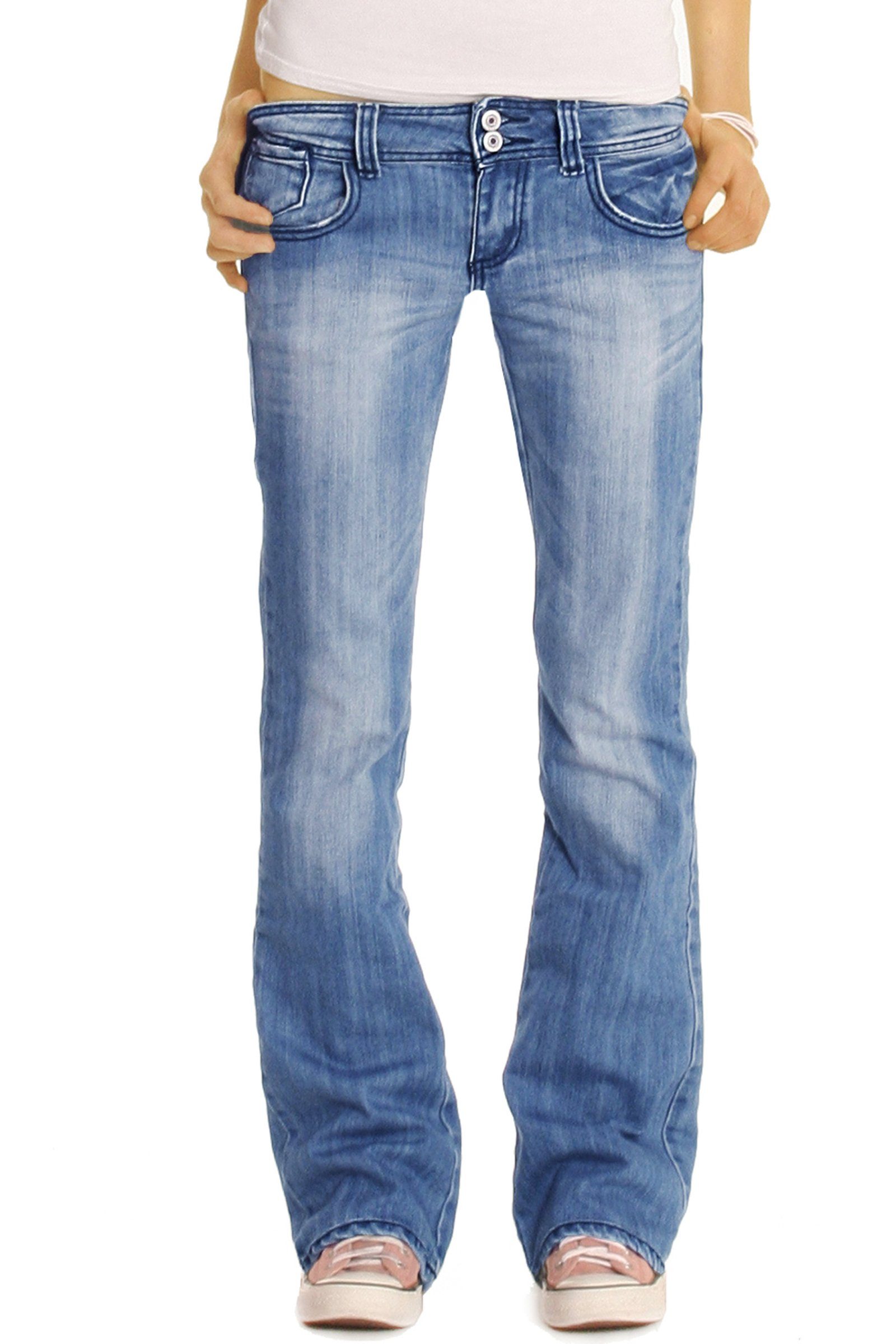 be styled Bootcut-Jeans low j06x waist lockere geschnittene Hosen 5-pocket niedrig Damenjeans