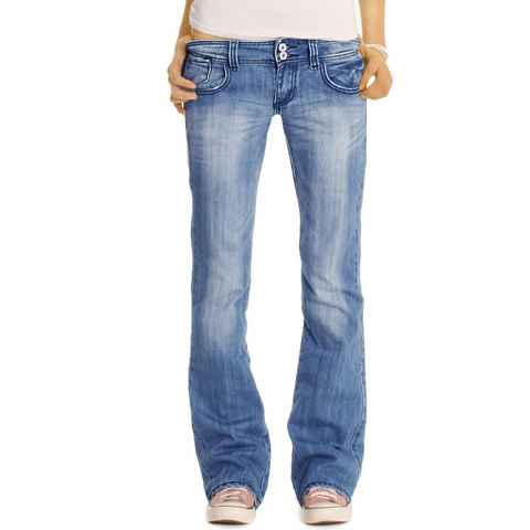be styled Bootcut-Jeans low waist Damenjeans, lockere niedrig geschnittene Hosen j06x 5-pocket