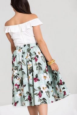 Hell Bunny A-Linien-Rock Tahiti Skirt Grün Retro Vintage Swing