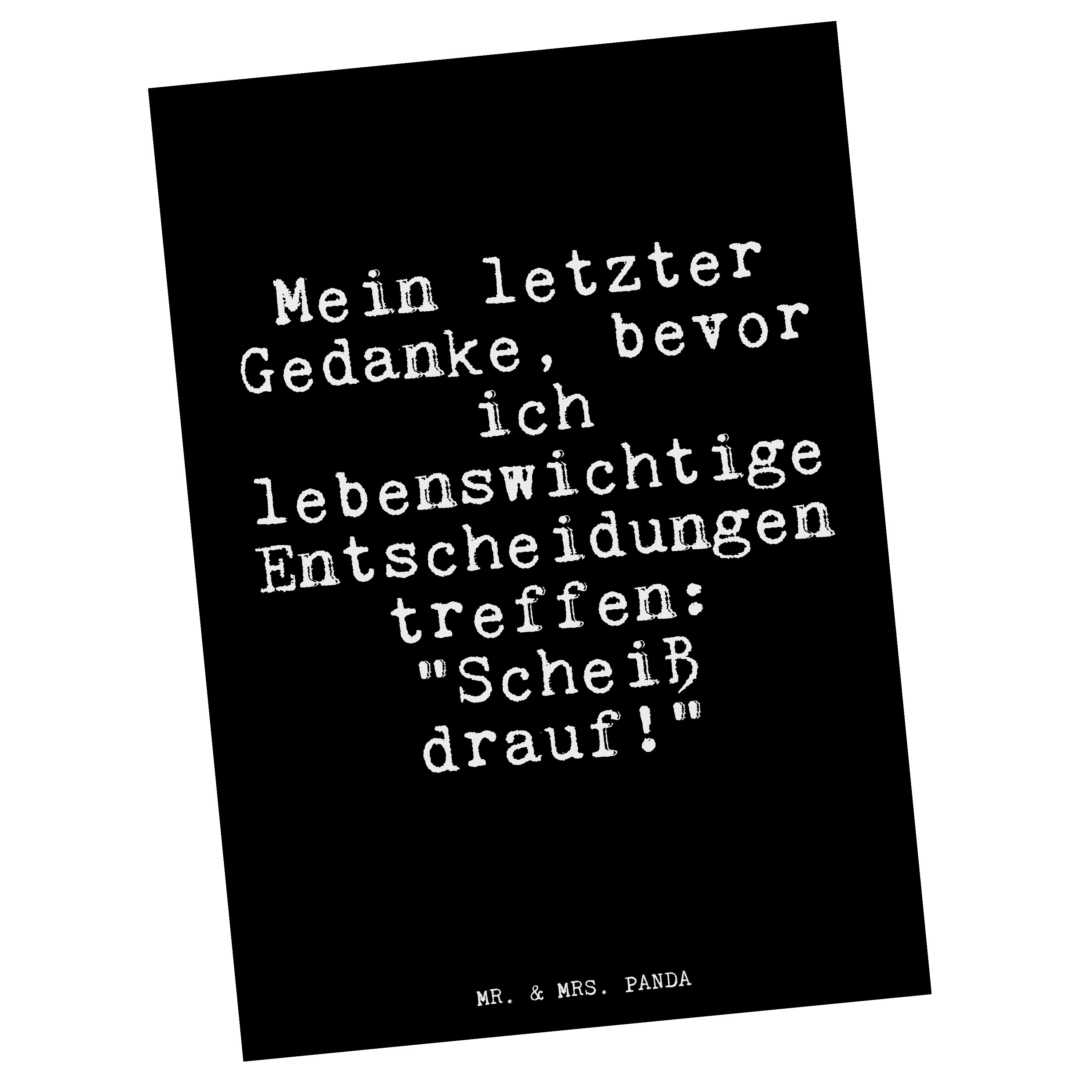 Mr. & Mrs. Panda Postkarte »Mein letzter Gedanke, bevor... Schwarz Geschenk, Klassenkamerad
