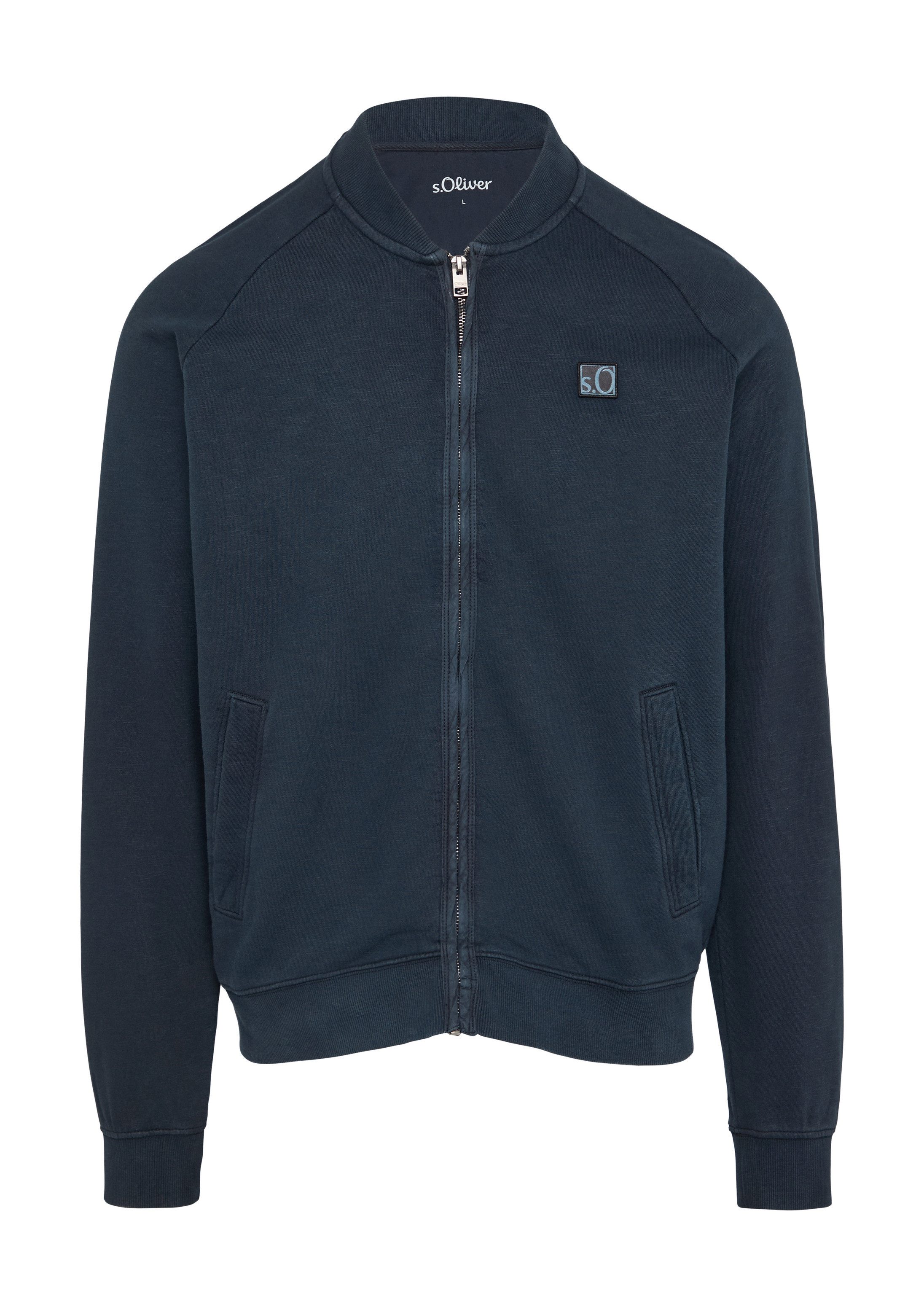 s.Oliver Sweatjacke Sweatshirt Jacke Jacke mit Garment Dye und Raglanärmeln