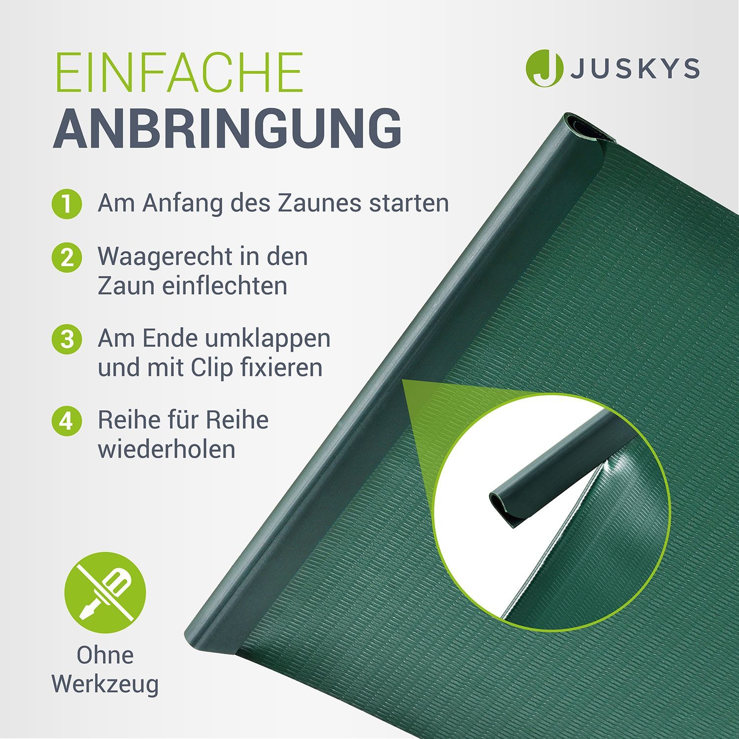 Juskys Sichtschutzstreifen PVC Sichtschutzstreifen, Doppelstabmatten Zaun, 35m x 19 cm, inkl. Clips