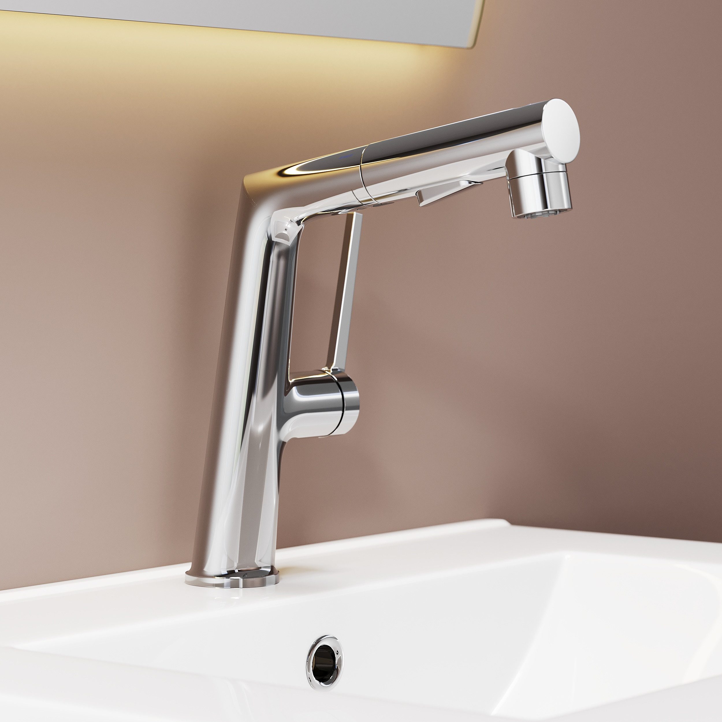 SONNI Waschtischarmatur Waschtischarmatur Badarmatur mit Ausziehfunktion Oberwasser-Munddusche 2 Strahlarten, Keramikkartusche,flexibel,waschbeckenarmatur
