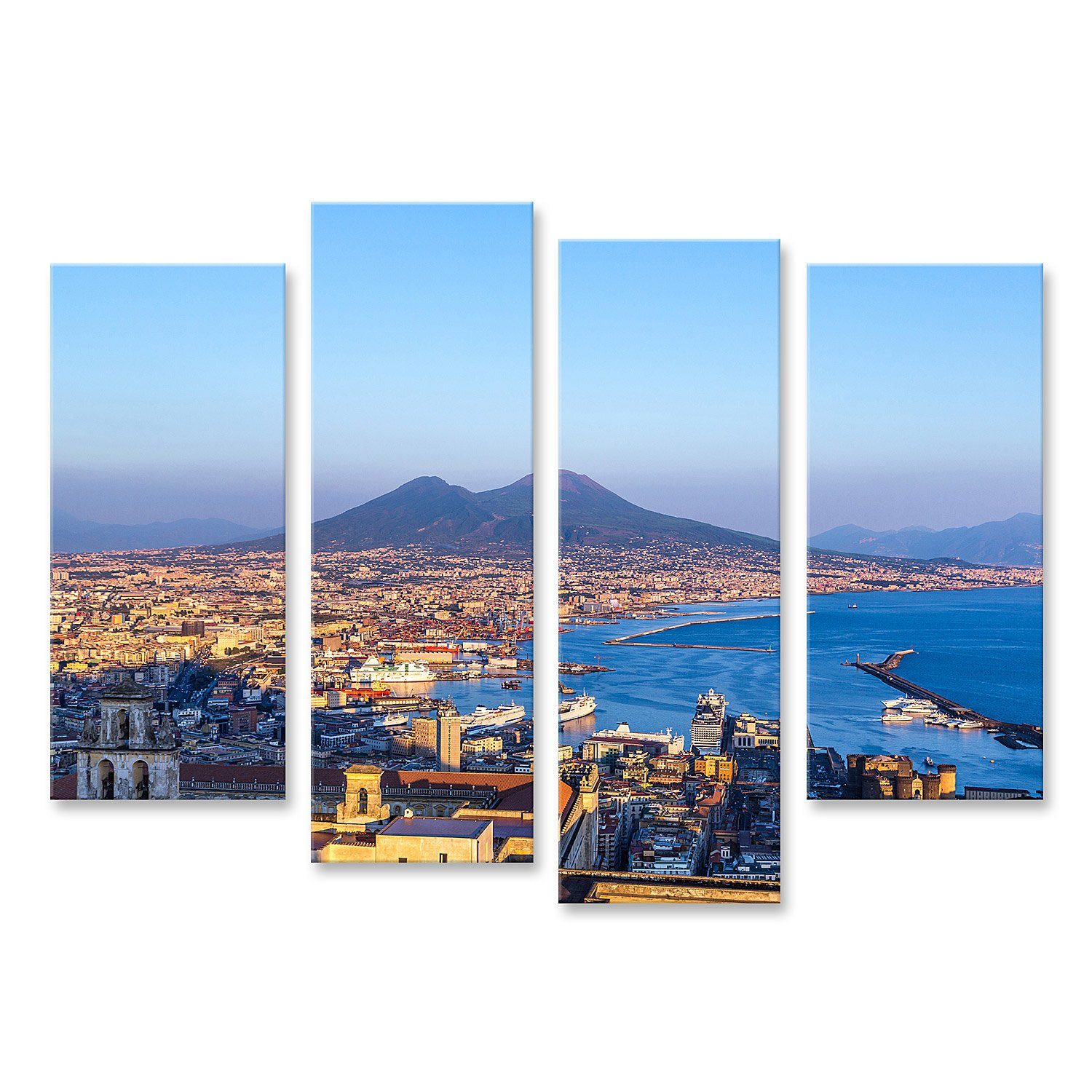 islandburner Leinwandbild Bild auf Leinwand Napoli Neapel und der Vesuv im Hintergrund bei Sonne