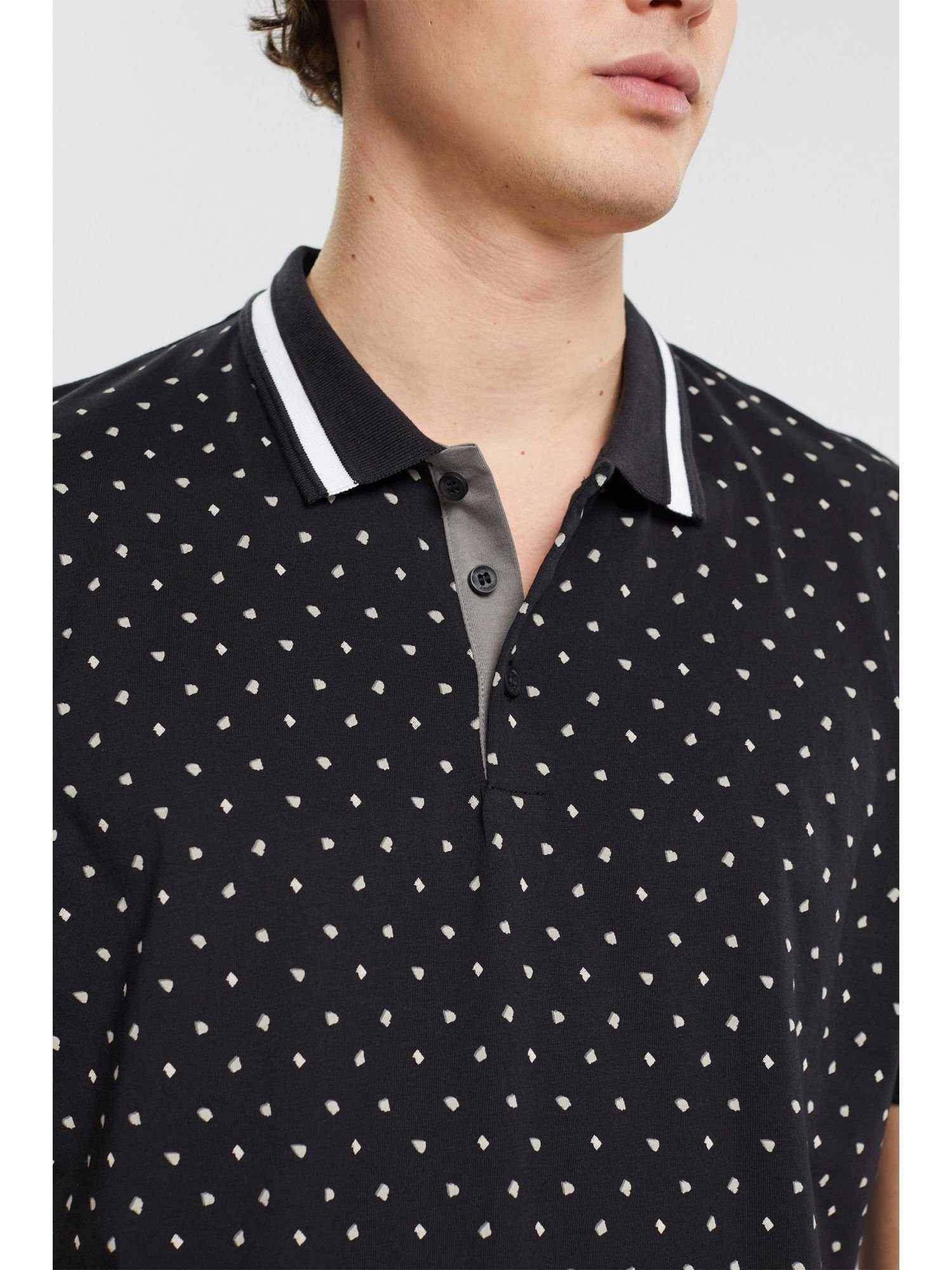 Esprit Poloshirt Allover-Muster Poloshirt BLACK mit