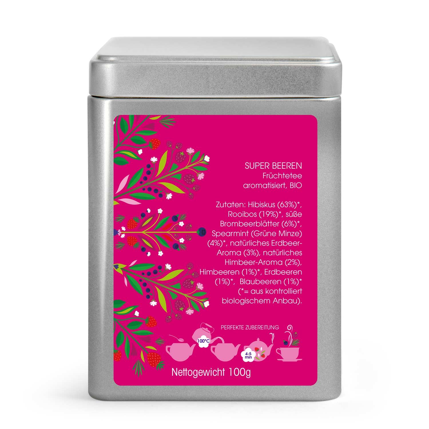 English Tea Shop Tee Super Beeren Früchtetee, BIO, Loser Tee, 100g Dose – Bild 4 von 4