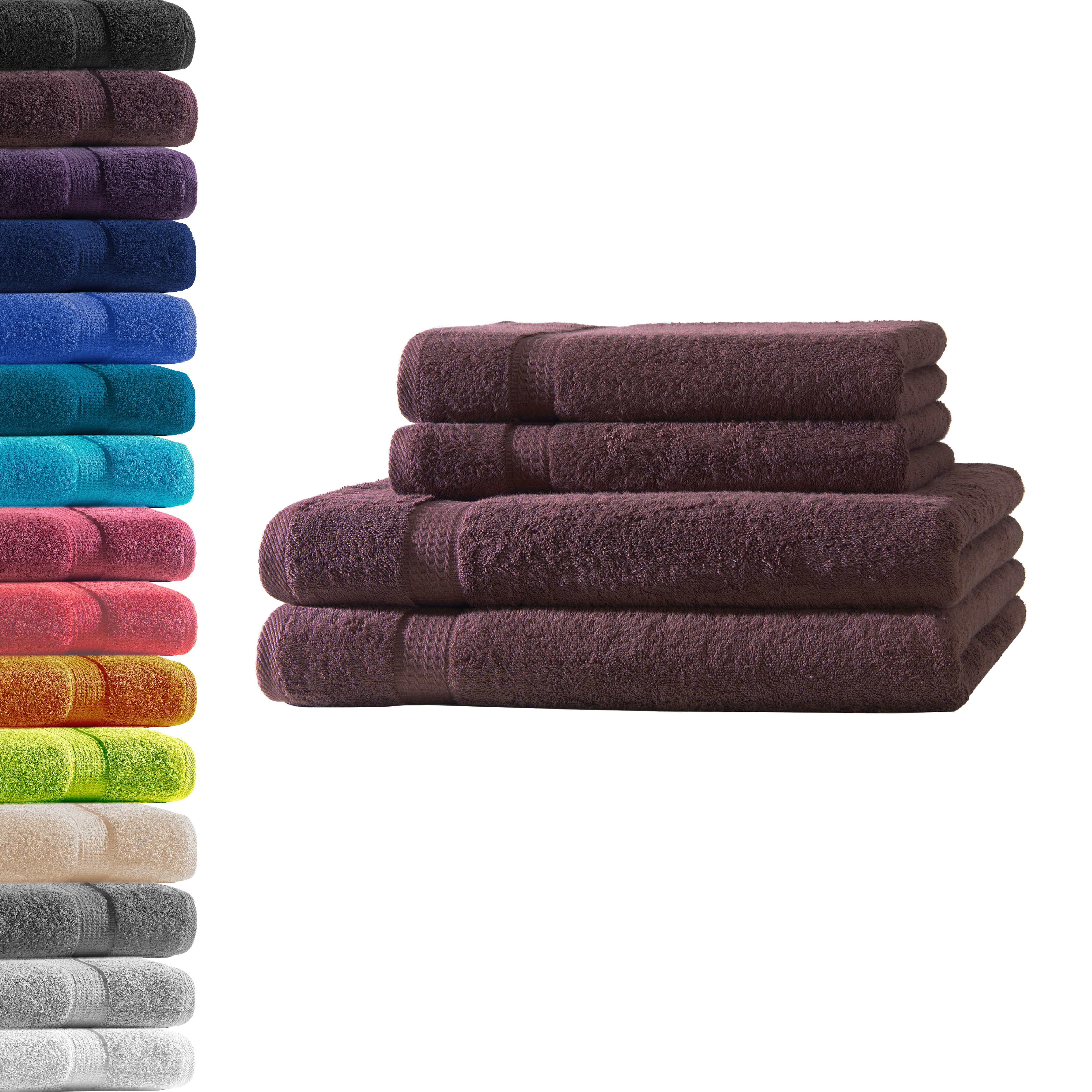 Hometex Premium Textiles Handtuch in Premium Qualität 500 g/m², Feinster Frottier-Stoff 100% Baumwolle, 2x Duschtuch + 2 Handtuch, weich, saugfähig, extra schwer & flauschig