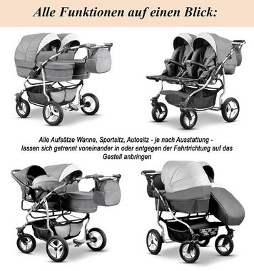 Elcar Zwillings-Kombikinderwagen Duet Lux 3 in 1 inkl. Autositze - 13 Teile - in 17 Farben