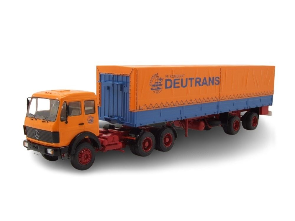 Premium ClassiXXs Modellauto Mercedes NG 2232 Sattelzug Deutrans 1980 orange blau, Maßstab 1:43