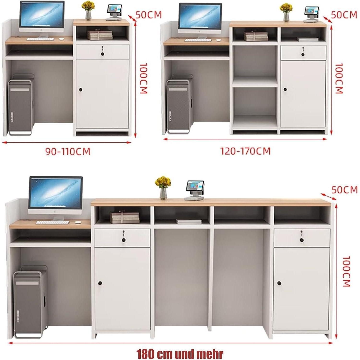 LuxusKollektion Empfangstheke Empfangstheke Grau Originalholzfarbe 90 x 50 x 100 cm rechte Plattform