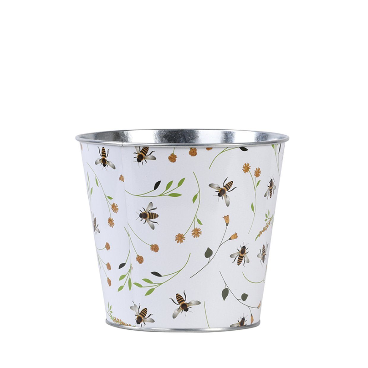 esschert design Übertopf Bienenmuster Blumentopf Übertopf 15,9 x 14,2 cm Zink Topf (1 St) | Übertöpfe
