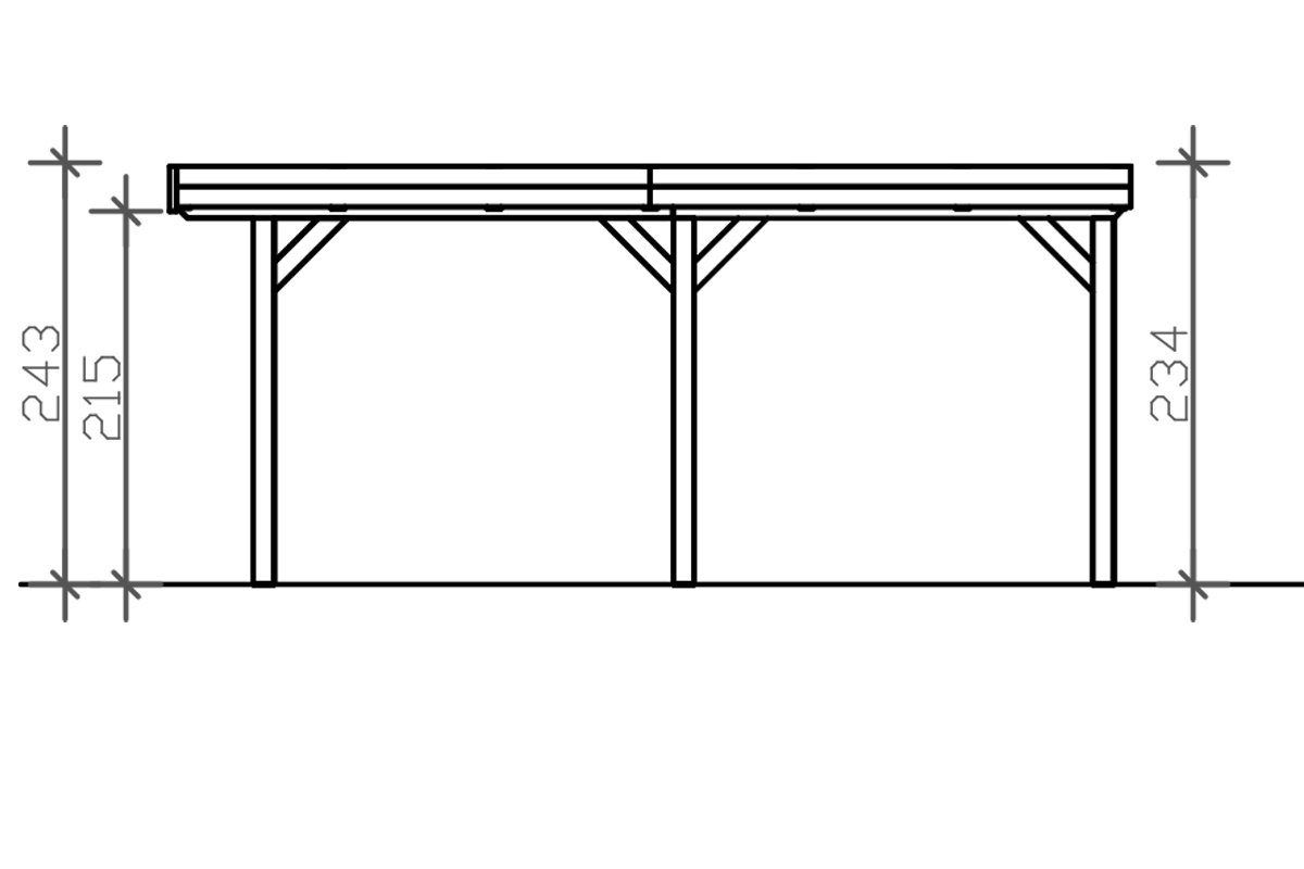 Skanholz Einzelcarport Grunewald, cm, 289 321x554 BxT: mit EPDM-Dach Einfahrtshöhe, cm