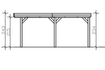 Skanholz Einzelcarport Grunewald, BxT: 321x554 cm, 289 cm Einfahrtshöhe, mit EPDM-Dach