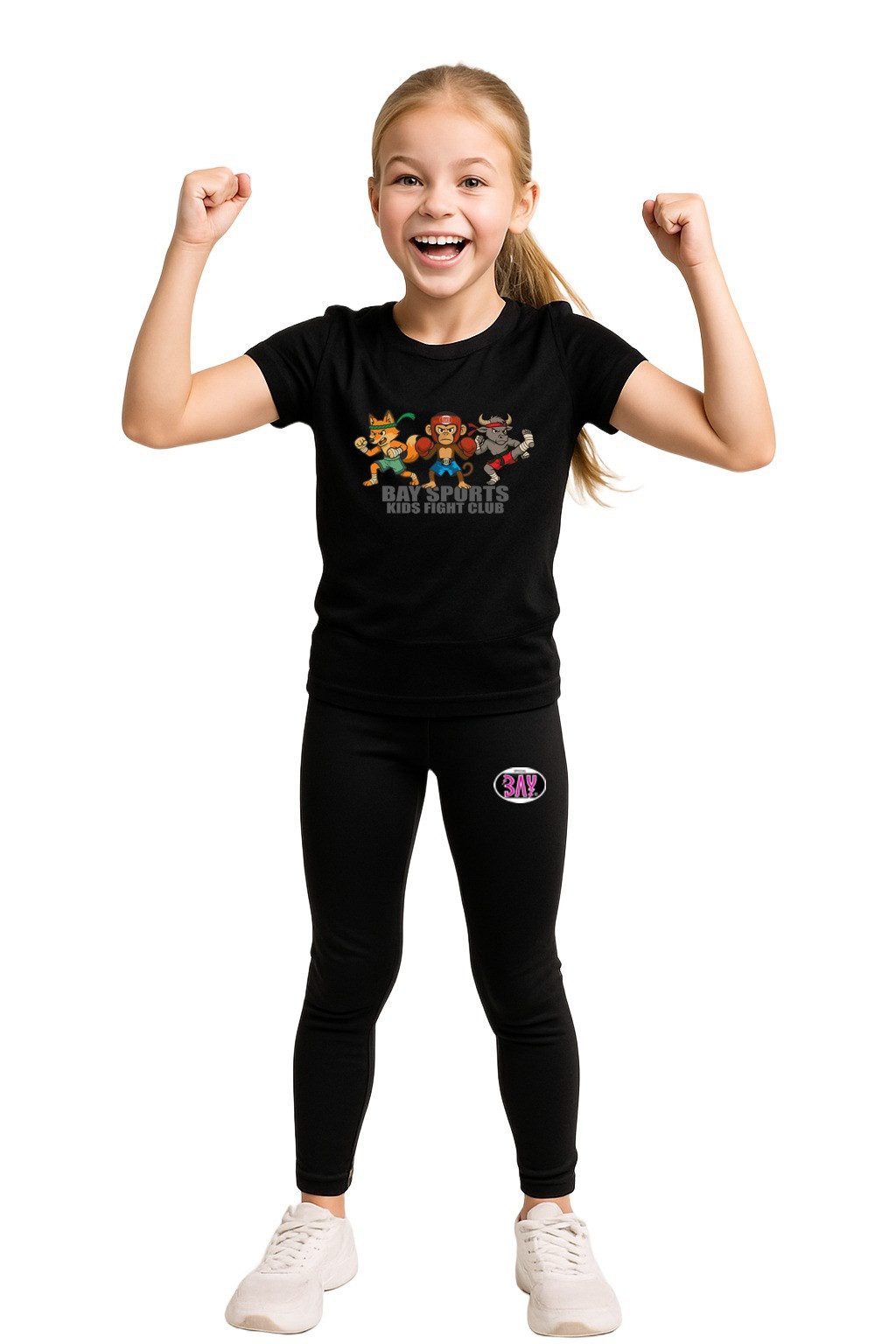 BAY-Sports Print-Shirt Wild Kids Club Fighter Kickboxen MMA Boxen Thaiboxen Muay Thai Karate (Stück) Kinder, Kids Affe, Bison und Fuchs – das tierisch starke Fighter