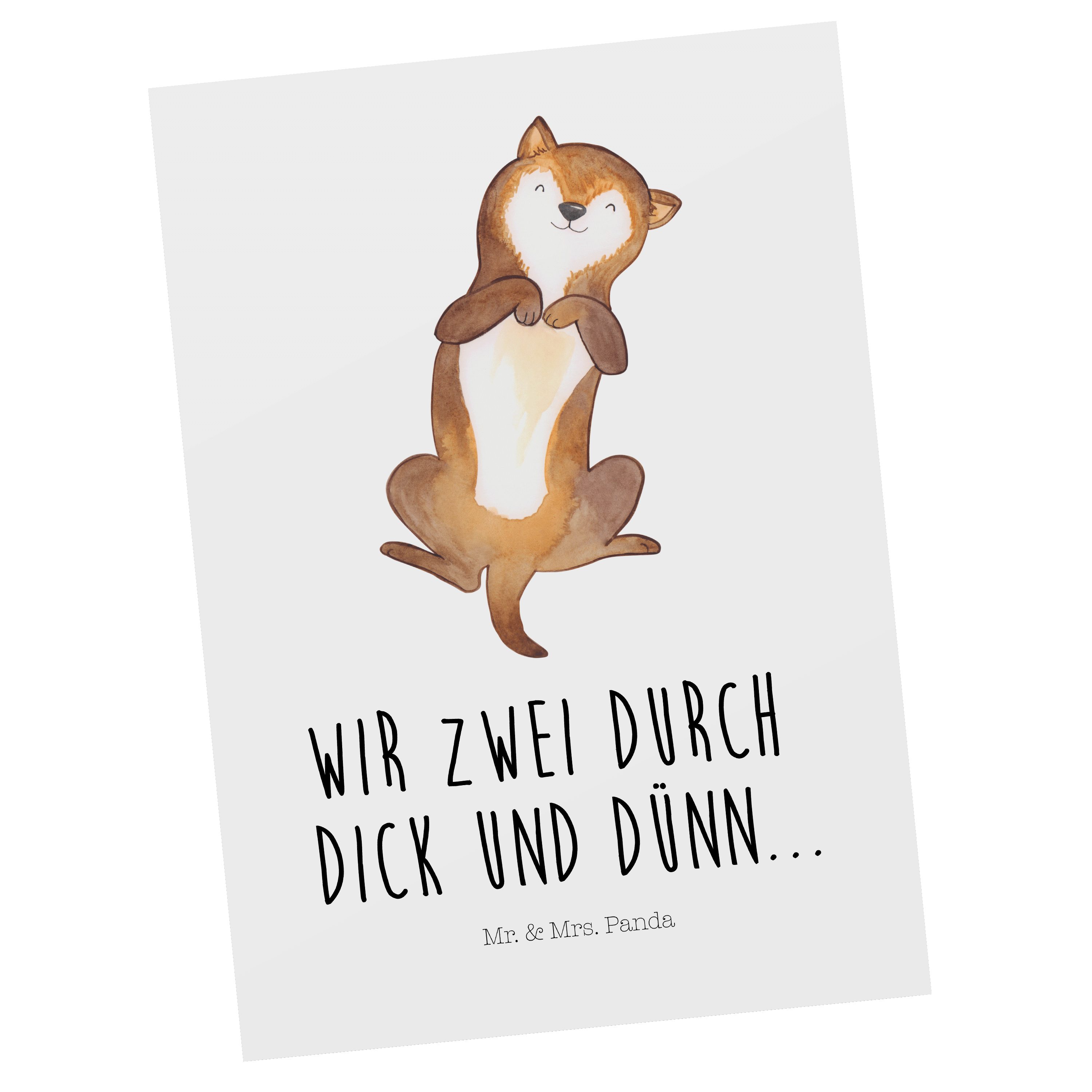 Geschenk, - Mrs. & Bauchkraulen - Hund Hundewelpe, Postkarte Danke Hundebesitzer, Mr. Panda Weiß