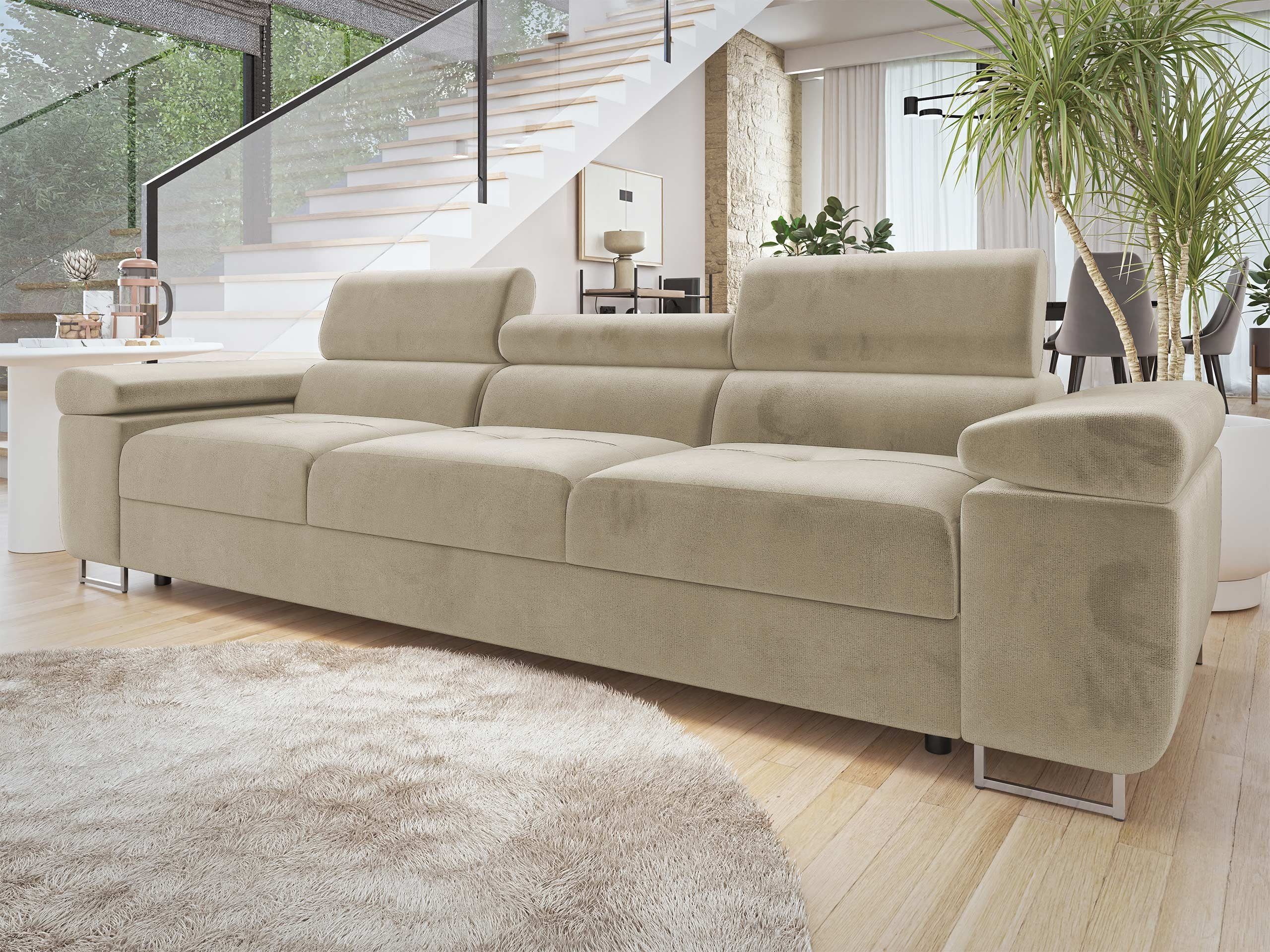 MIRJAN24 Sofa Torezio 3, Einstellbare Kopfstützen, 263x102x70-90 cm günstig online kaufen