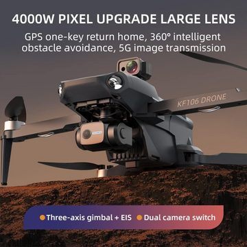 Teeggi KF106 MAX 360 Grad Laser Hindernis Vermeidung, 3-Achsen Gimbal Drohne (4K HD, 22 Minuten Flugzeit, GPS Folge mir, Intelligente Rückkehr)