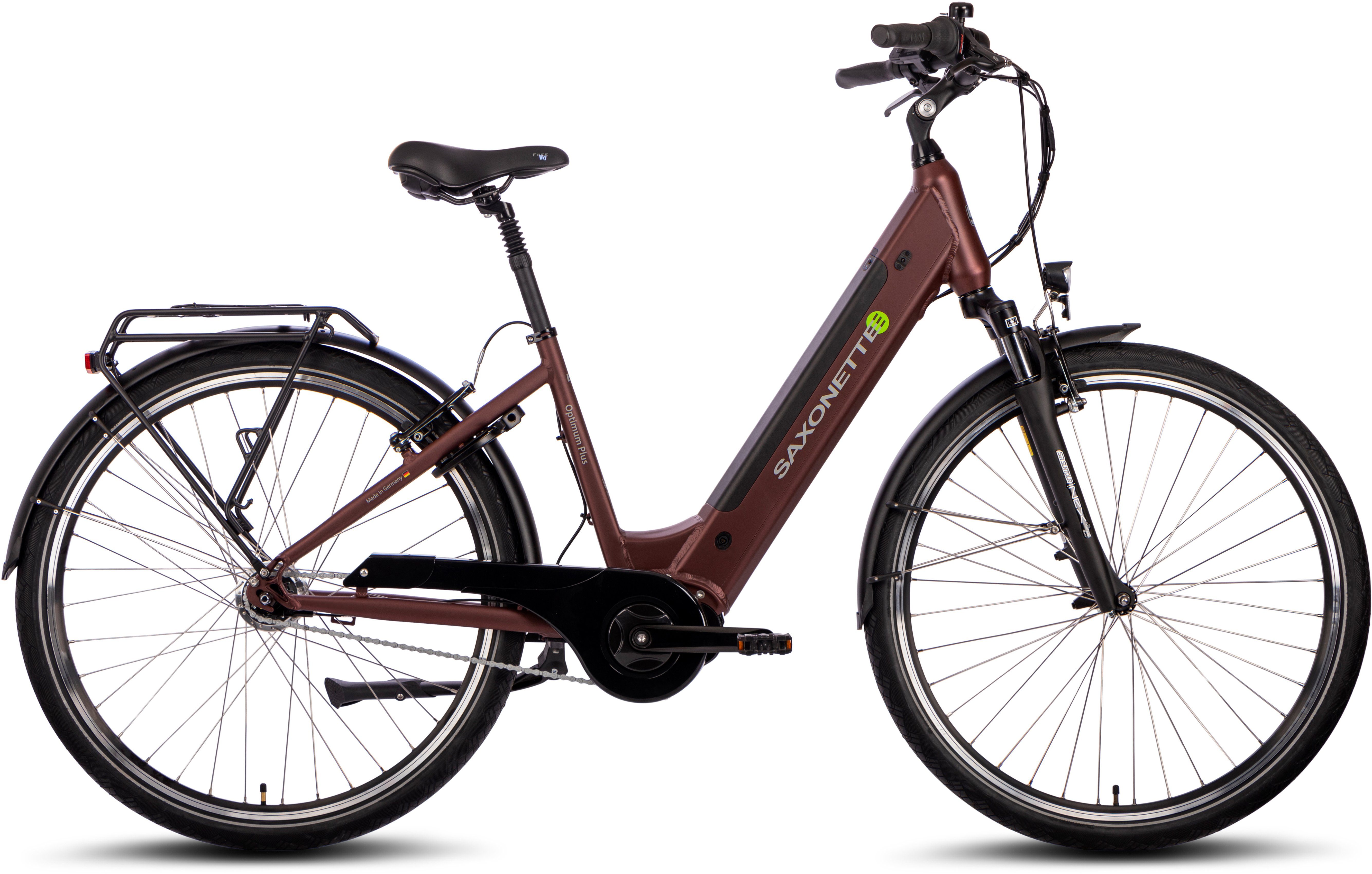 SAXONETTE E-Bike Cityrad Optimum Plus, 7 Gang, Nabenschaltung, Mittelmotor, 418 Wh, (mit integr. Rahmenschloss), Pedelec, Elektrofahrrad für Damen u. Herren