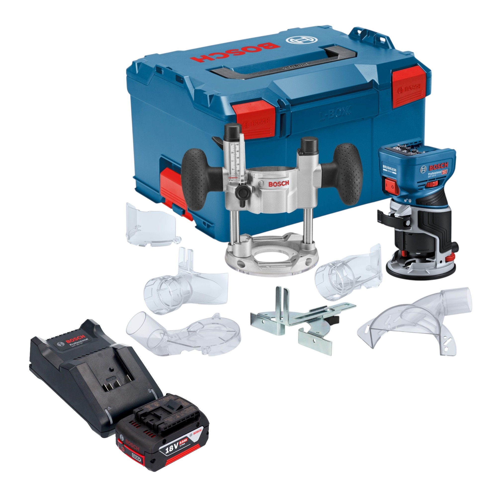 Bosch Professional Oberfräse GKF 18V-8 Professional Akku Kantenfräse 18 V 8,0 mm Brushless + 1x