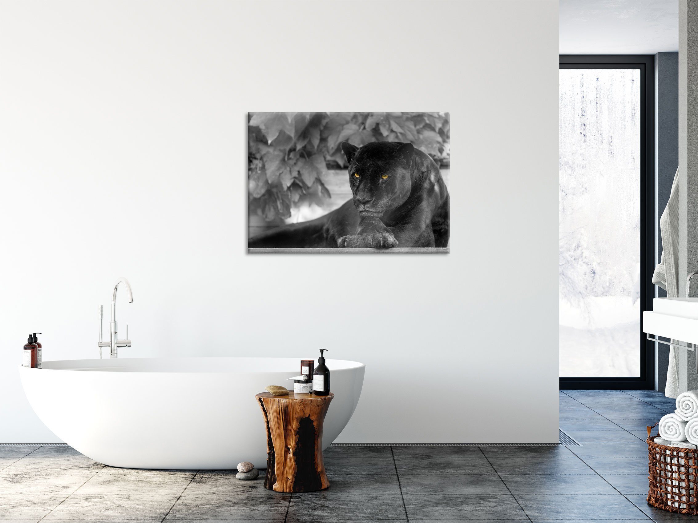 Pixxprint Glasbild schöner schwarzer Panther, schöner schwarzer Panther (1 St), Glasbild aus Echtglas, inkl. Aufhängungen und Abstandshalter