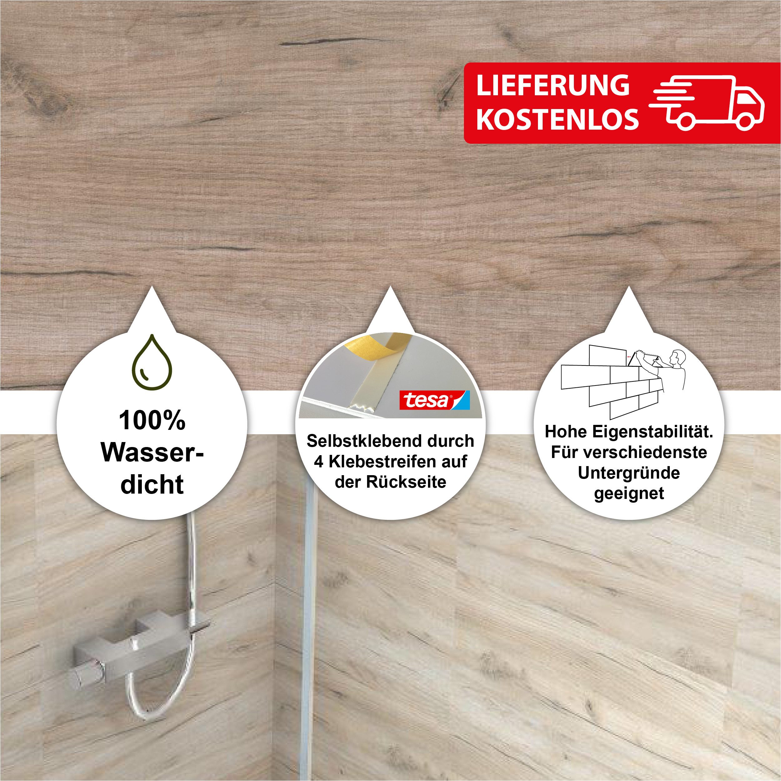 BARIDECOR Wandpaneel wasserfeste Wandfliese selbstklebend, BxL: günstig online kaufen