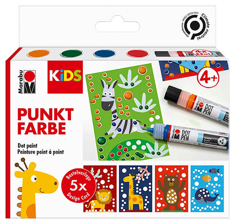 Marabu Bastelfarbe KiDS Dot Pen Set Tiere, 9 Teile