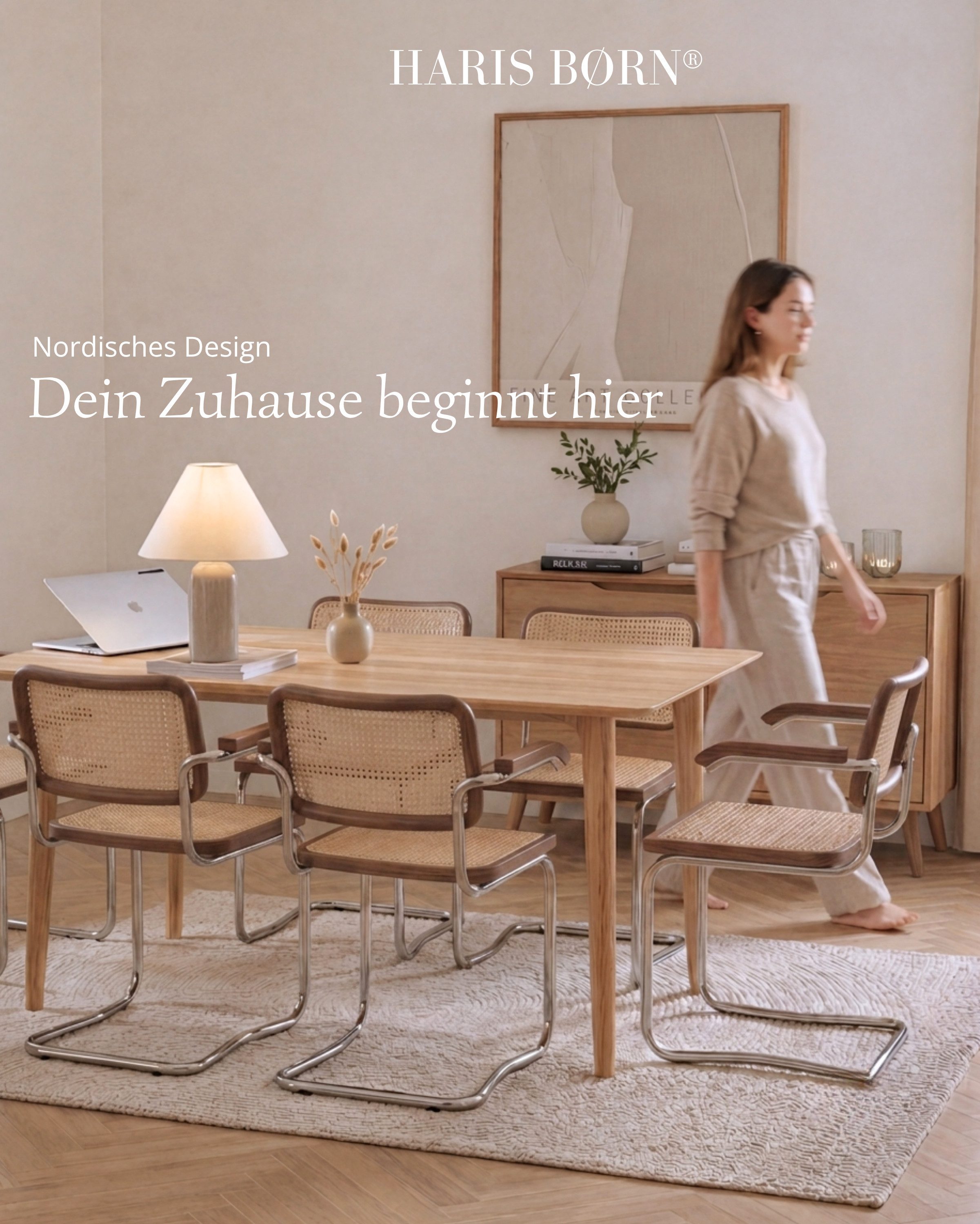 Haris Børn Freischwinger Wiener Geflecht - Handgefertigt in Italien - Premium Schwingstuhl (Set, 2 St), Hochwertige Freischwinger Stühle - Rattanstühle fürs Esszimmer